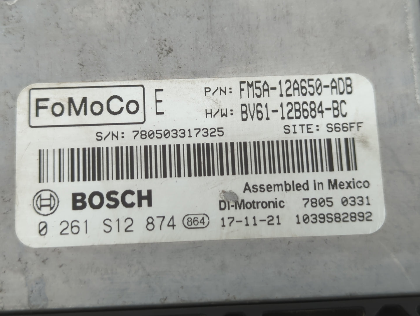 2013-2018 Ford Focus PCM Engine Control Computer ECU ECM PCU OEM P/N:FM5A-12A650-ADB EV61-12B684-BC Fits OEM Used Auto Parts