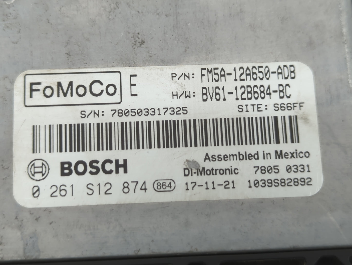 2013-2018 Ford Focus PCM Engine Control Computer ECU ECM PCU OEM P/N:FM5A-12A650-ADB EV61-12B684-BC Fits OEM Used Auto Parts