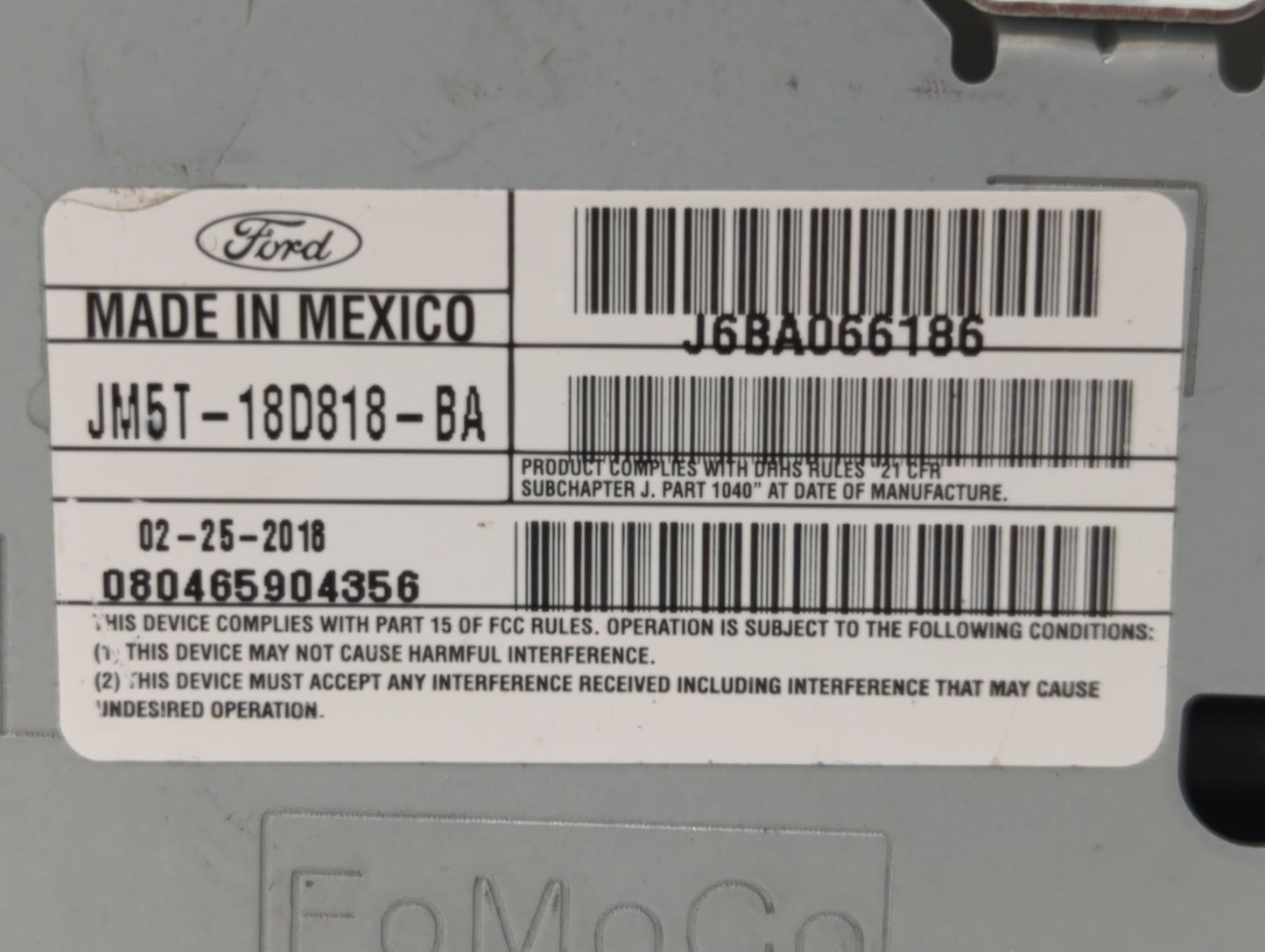 2018 Ford Focus Radio AM FM Cd Player Receiver Replacement P/N:JM5T-18D818-BA Fits OEM Used Auto Parts - Oemusedautoparts1.c