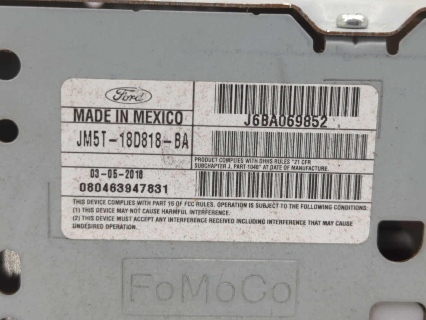 2018 Ford Focus Radio AM FM Cd Player Receiver Replacement P/N:JM5T-18D818-BA Fits OEM Used Auto Parts - Oemusedautoparts1.c