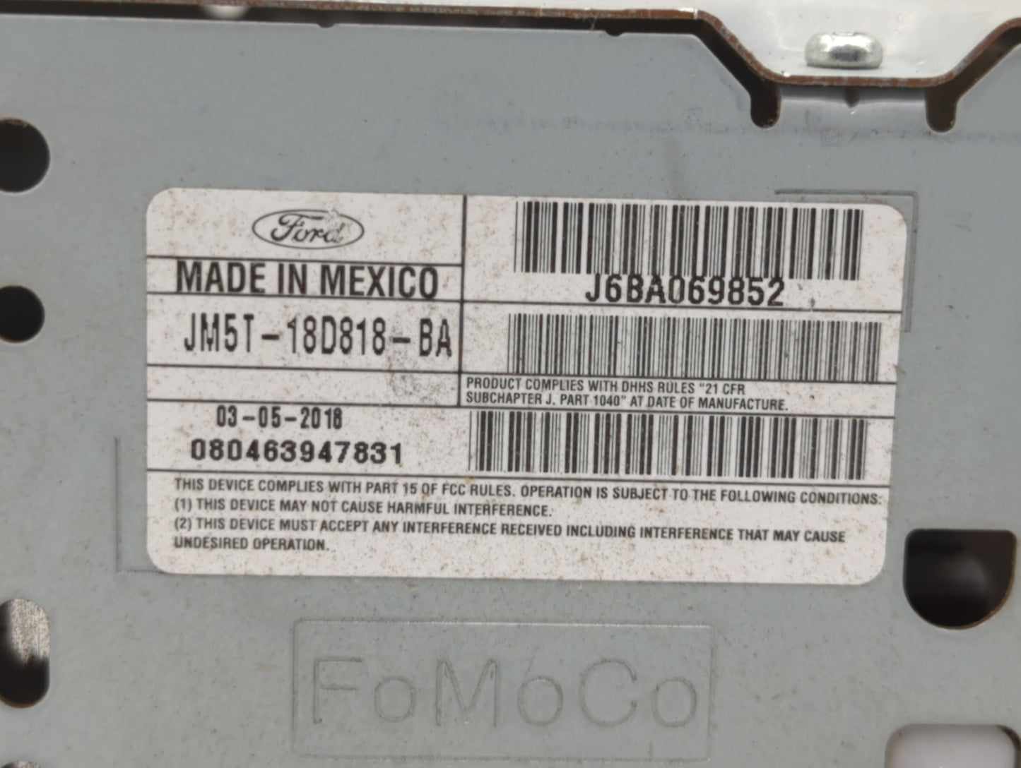 2018 Ford Focus Radio AM FM Cd Player Receiver Replacement P/N:JM5T-18D818-BA Fits OEM Used Auto Parts - Oemusedautoparts1.c