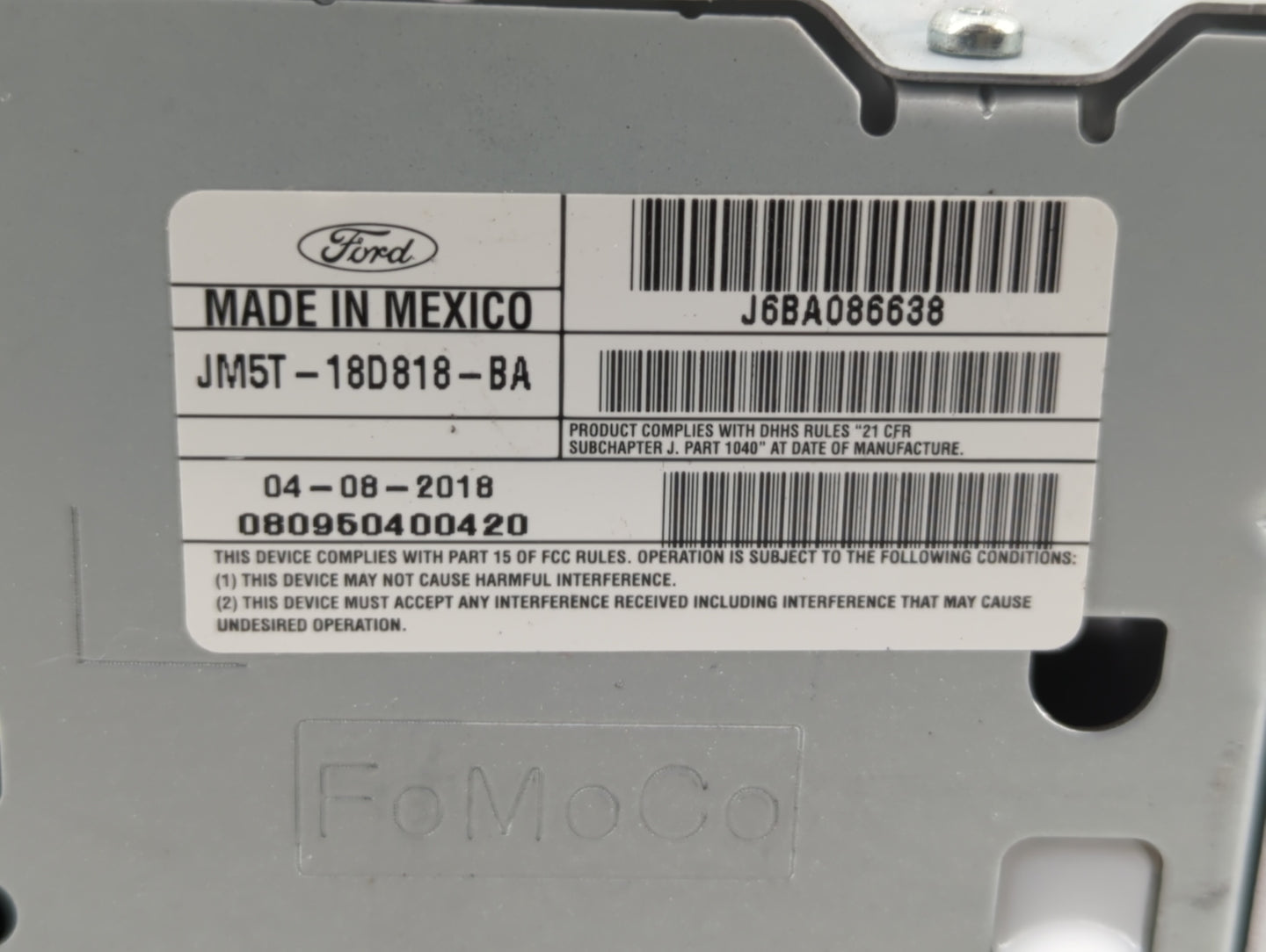 2018 Ford Focus Radio AM FM Cd Player Receiver Replacement P/N:JM5T-18D818-BA Fits OEM Used Auto Parts - Oemusedautoparts1.c