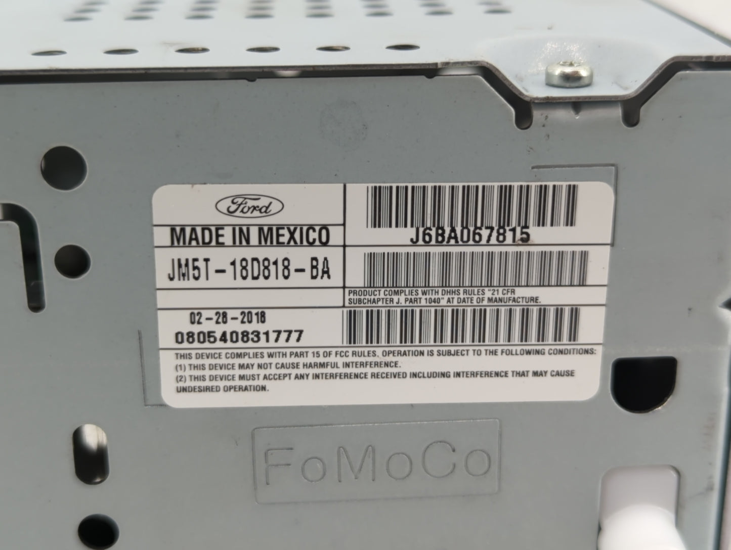 2018 Ford Focus Radio AM FM Cd Player Receiver Replacement P/N:JM5T-18D818-BA Fits OEM Used Auto Parts - Oemusedautoparts1.c