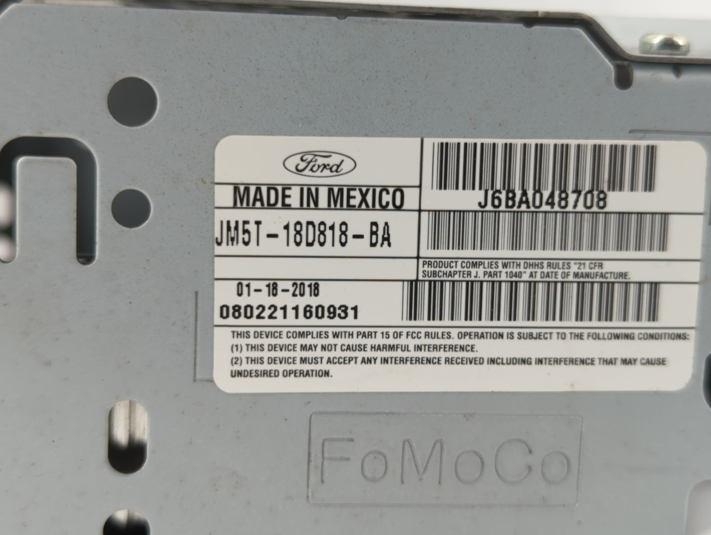 2018 Ford Focus Radio AM FM Cd Player Receiver Replacement P/N:JM5T-18D818-BA Fits OEM Used Auto Parts - Oemusedautoparts1.c