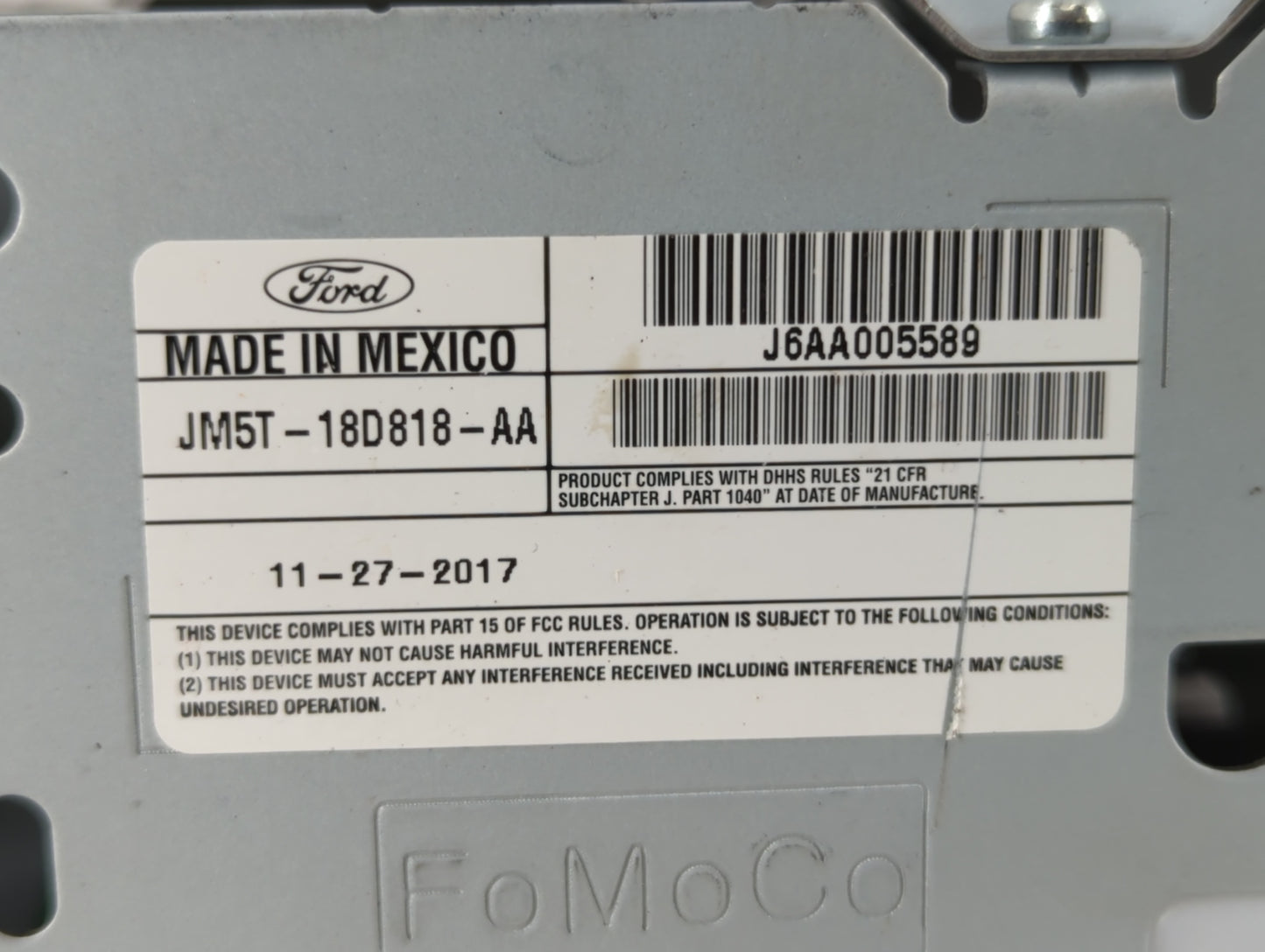 2017-2018 Ford Focus Radio AM FM Cd Player Receiver Replacement P/N:JM5T-18D818-AA Fits Fits 2017 2018 OEM Used Auto Parts -