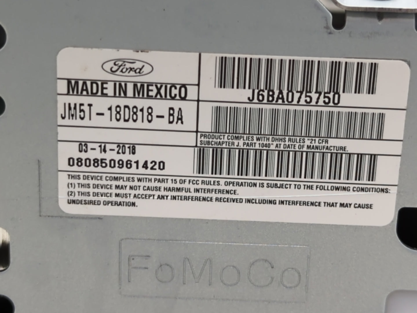 2018 Ford Focus Radio AM FM Cd Player Receiver Replacement P/N:JM5T-18D818-BA Fits OEM Used Auto Parts - Oemusedautoparts1.c