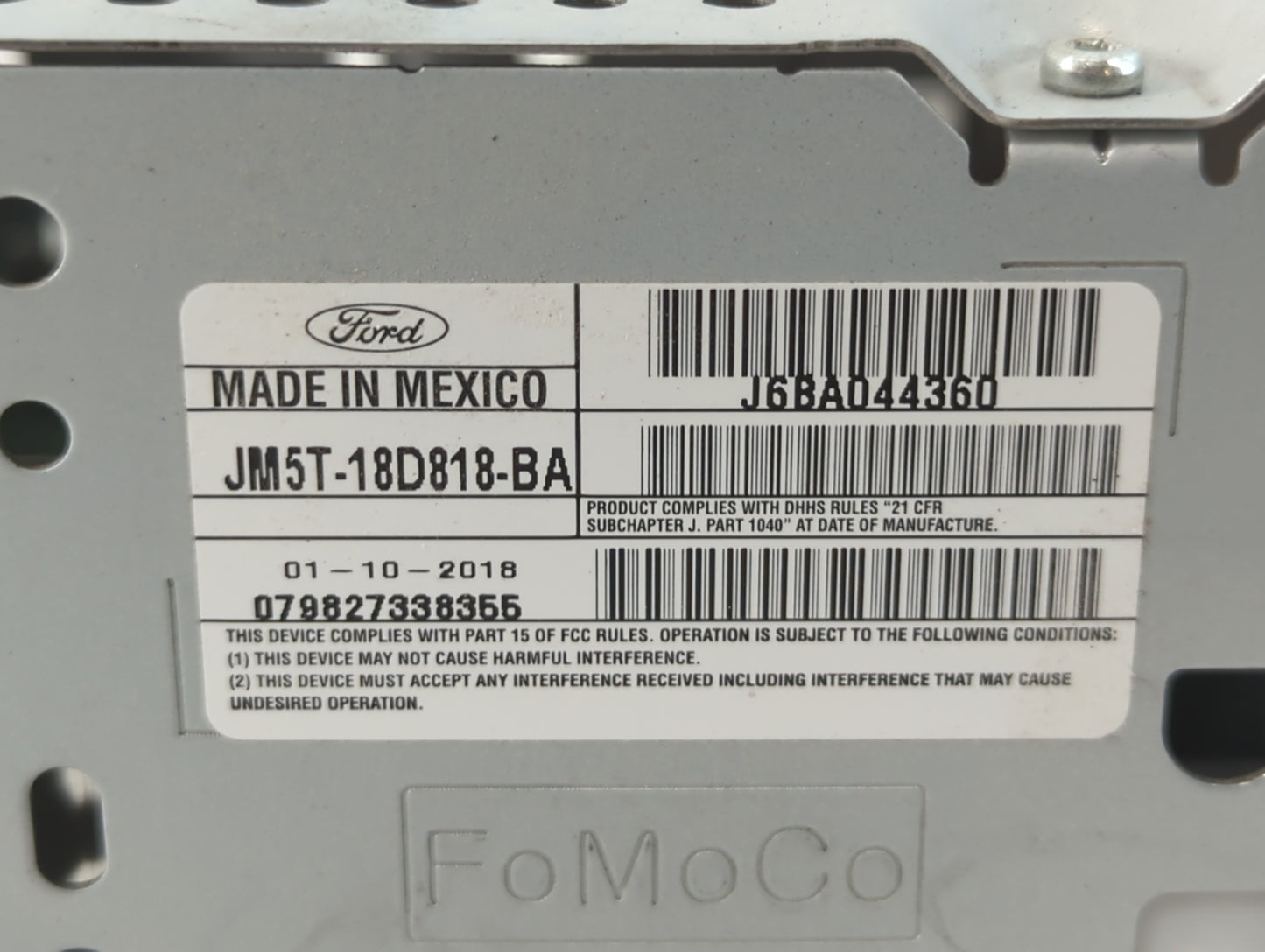 2018 Ford Focus Radio AM FM Cd Player Receiver Replacement P/N:JM5T-18D818-BA Fits OEM Used Auto Parts - Oemusedautoparts1.c
