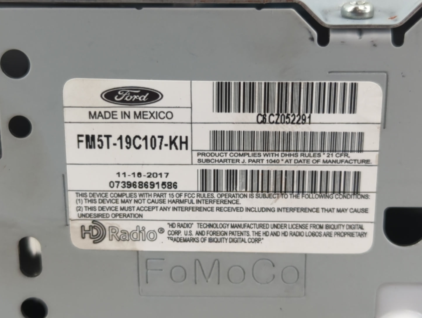 2016-2018 Ford Focus Radio AM FM Cd Player Receiver Replacement P/N:FM5T-19C107-KH Fits Fits 2016 2017 2018 OEM Used Auto Pa
