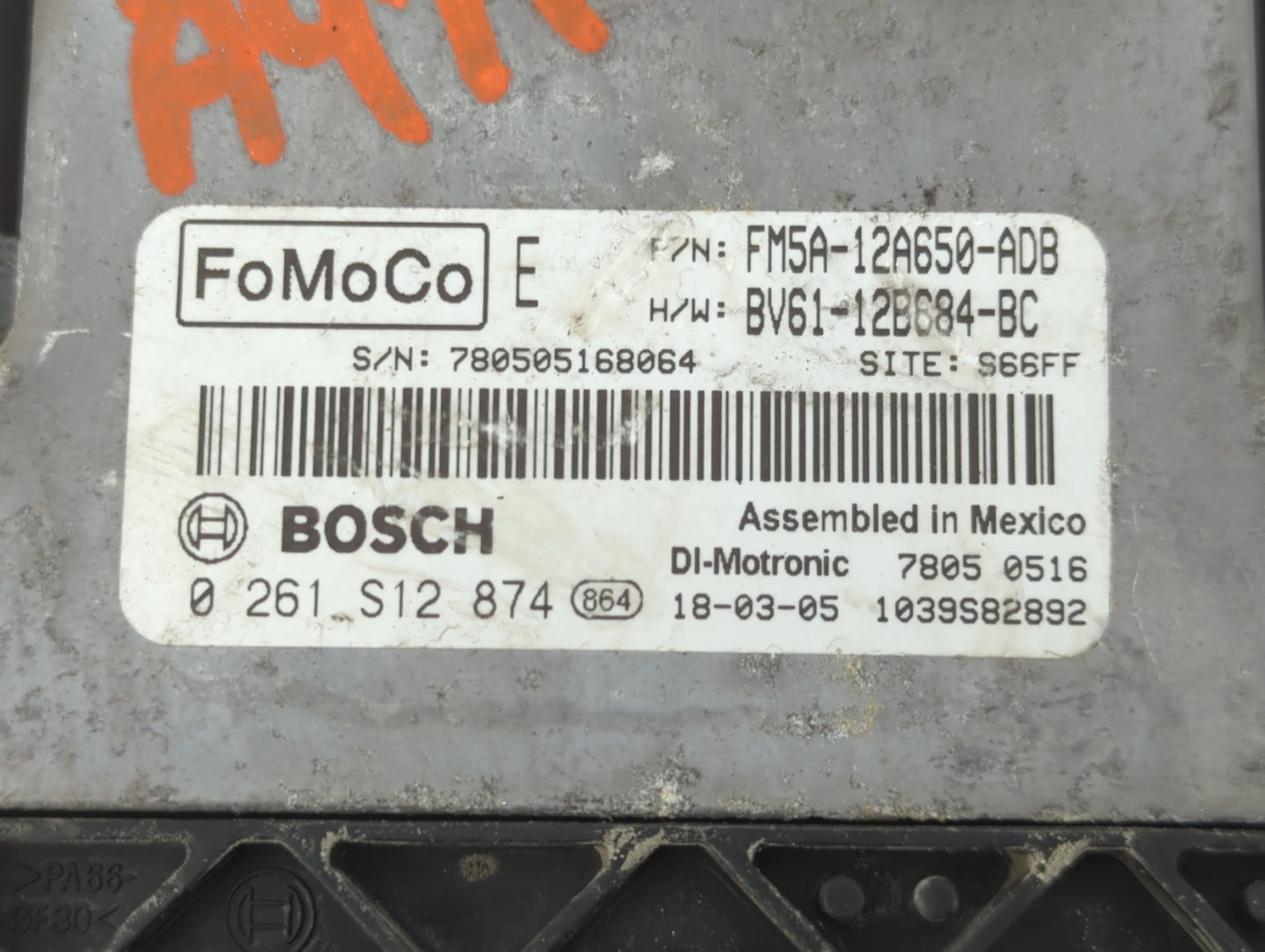 2013-2018 Ford Focus PCM Engine Control Computer ECU ECM PCU OEM P/N:0 261 S12 874 BV61-12B684-BC Fits OEM Used Auto Parts -