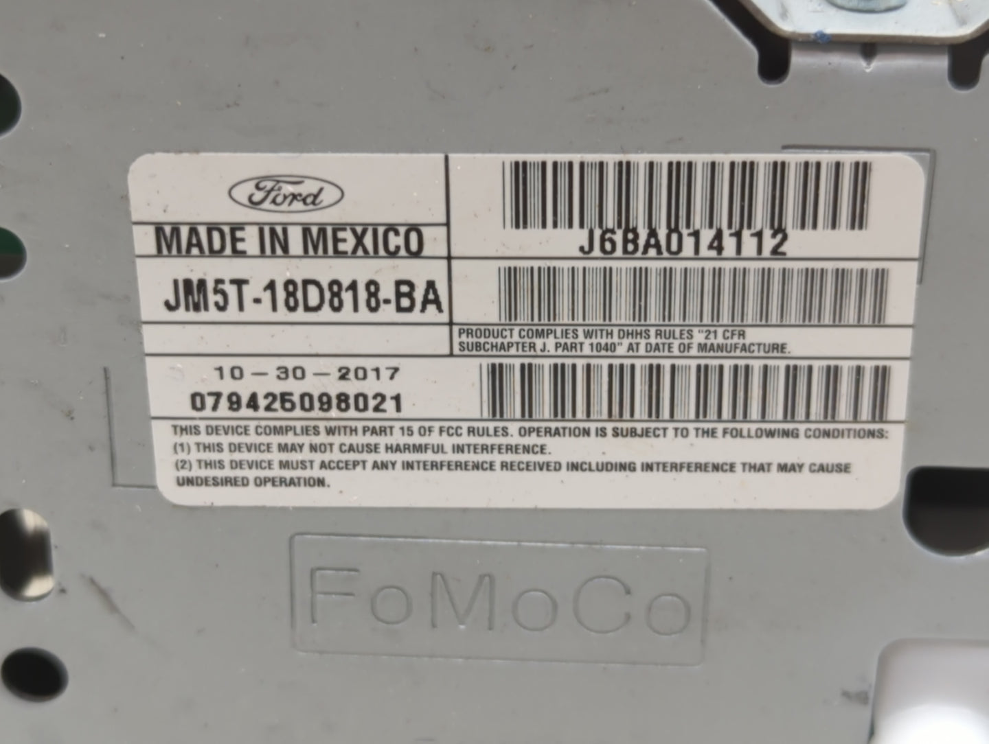 2015-2018 Ford Focus Radio AM FM Cd Player Receiver Replacement Fits Fits 2015 2016 2017 2018 2019 OEM Used Auto Parts - Oem