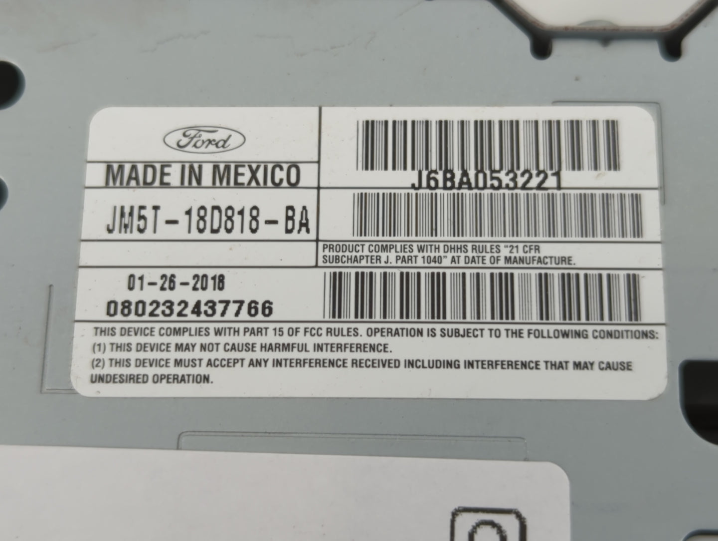 2018 Ford Focus Radio AM FM Cd Player Receiver Replacement P/N:JM5T-18D818-BA Fits OEM Used Auto Parts - Oemusedautoparts1.c