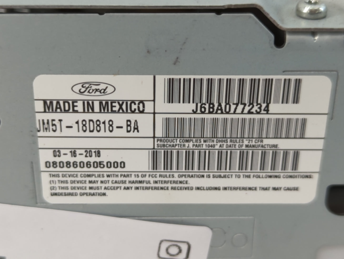 2018 Ford Focus Radio AM FM Cd Player Receiver Replacement P/N:JM5T-18D818-BA Fits OEM Used Auto Parts - Oemusedautoparts1.c