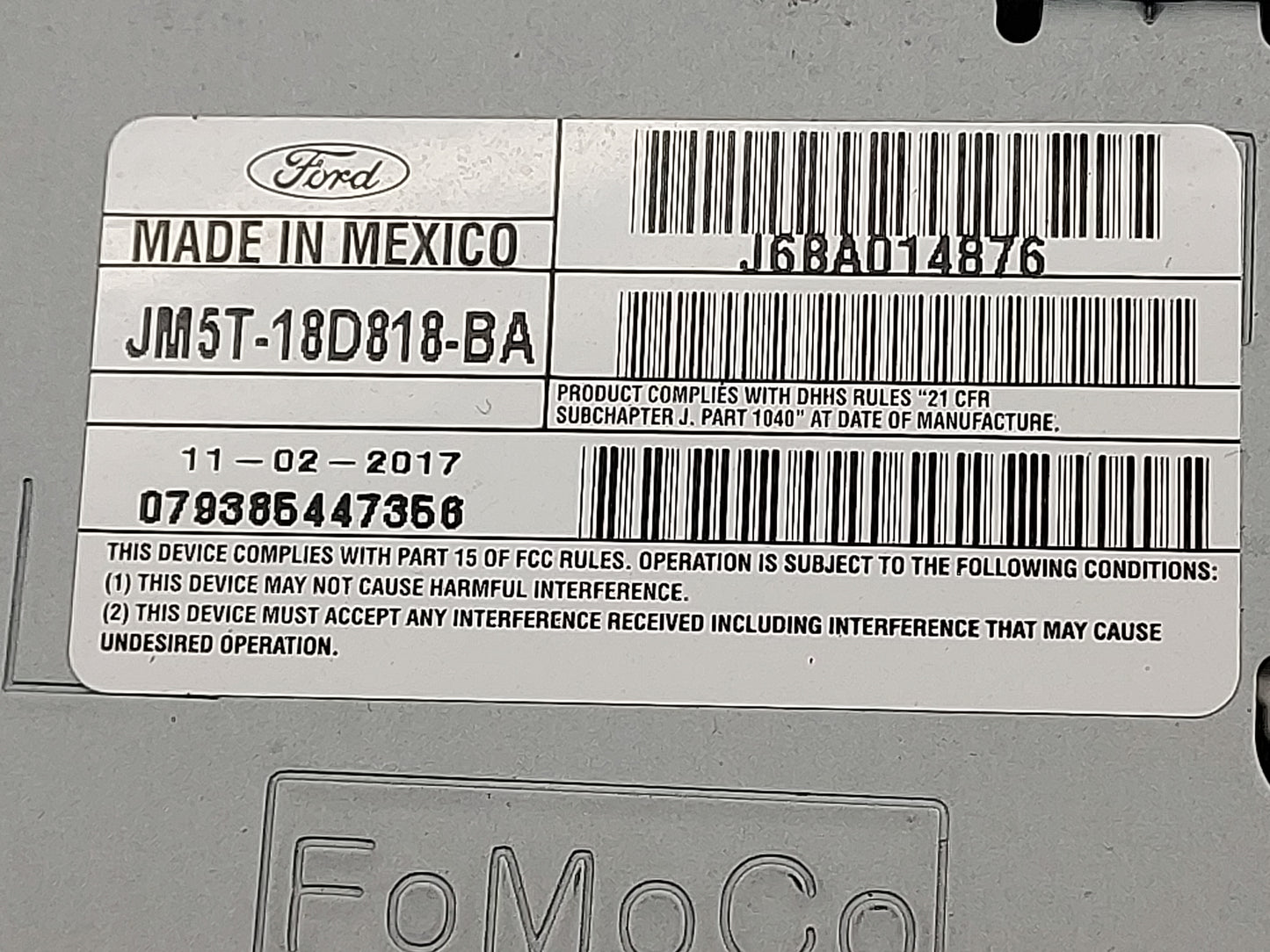 2018 Ford Focus Radio AM FM Cd Player Receiver Replacement P/N:JM5T-18D818-BA Fits OEM Used Auto Parts - Oemusedautoparts1.c
