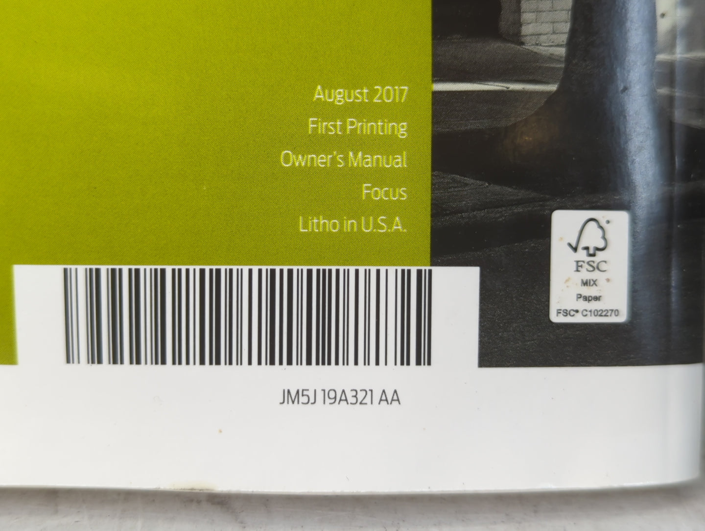2018 Ford Focus Owners Manual Book Guide P/N:JM5J 19A321 AA OEM Used Auto Parts - Oemusedautoparts1.com