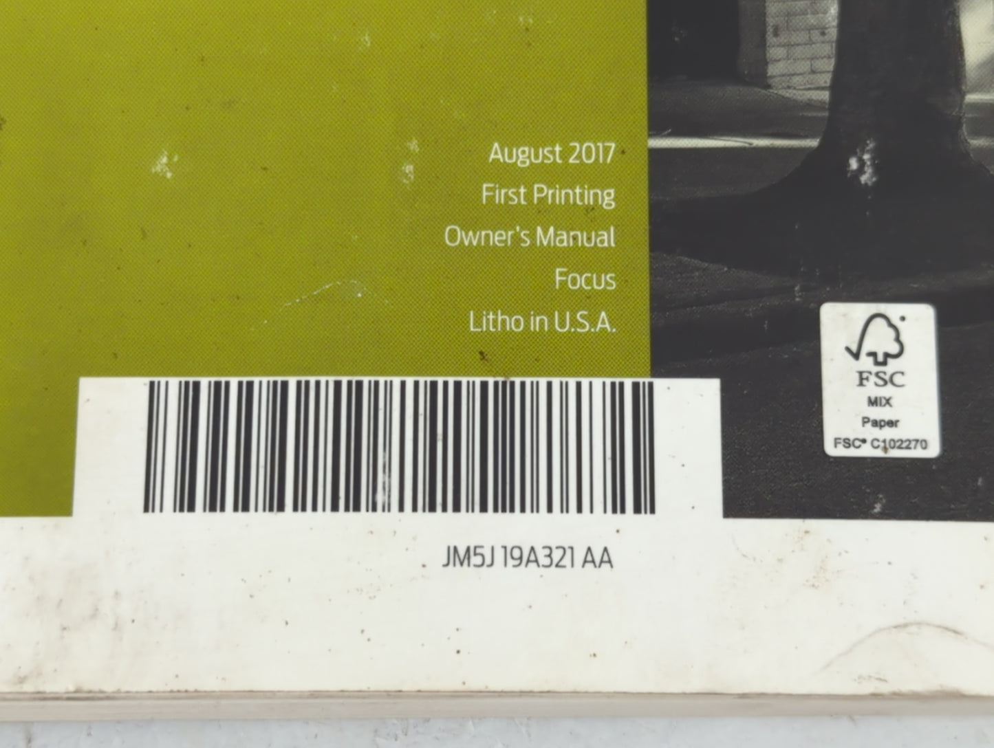 2018 Ford Focus Owners Manual Book Guide P/N:JM5J 19A321 AA OEM Used Auto Parts - Oemusedautoparts1.com
