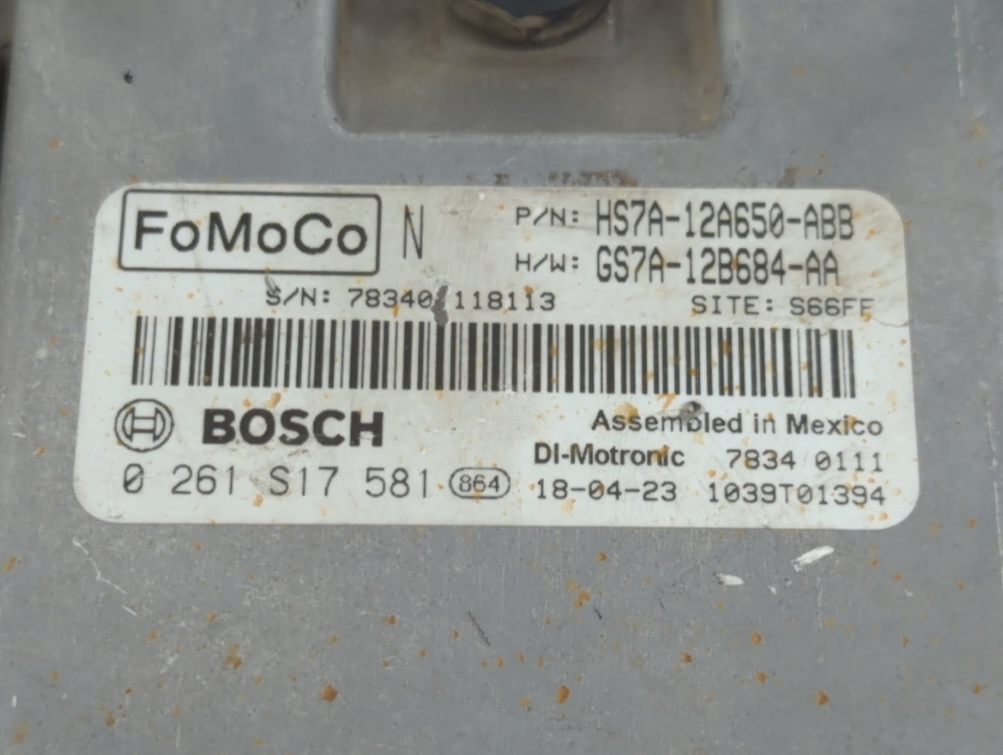 2017-2019 Ford Fusion PCM Engine Control Computer ECU ECM PCU OEM P/N:HS7A-12A650-ABB Fits Fits 2017 2018 2019 OEM Used Auto