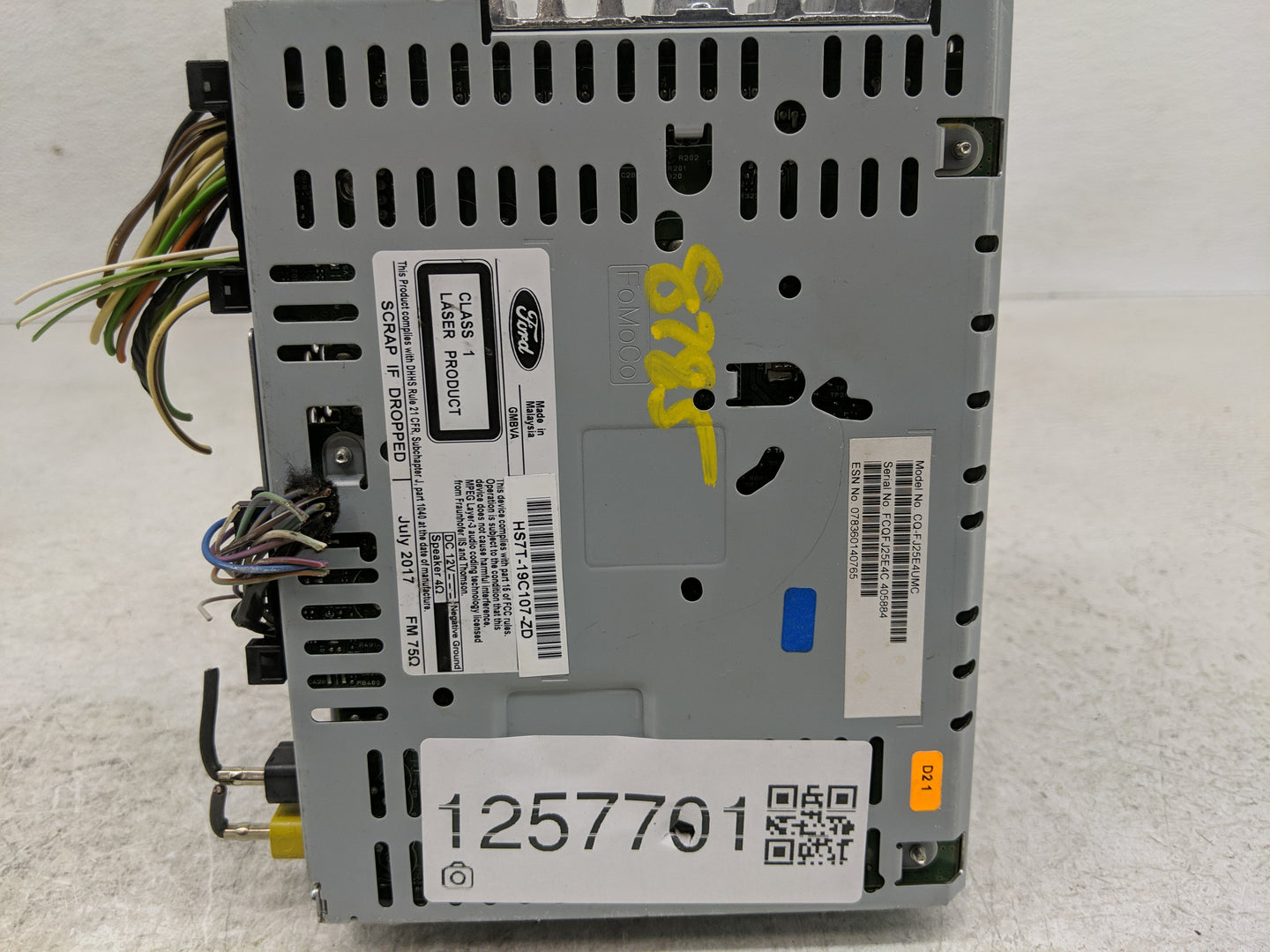 2017-2020 Ford Fusion Radio AM FM Cd Player Receiver Replacement P/N:HS7T-19C107-ZD Fits Fits 2017 2018 2019 2020 OEM Used A