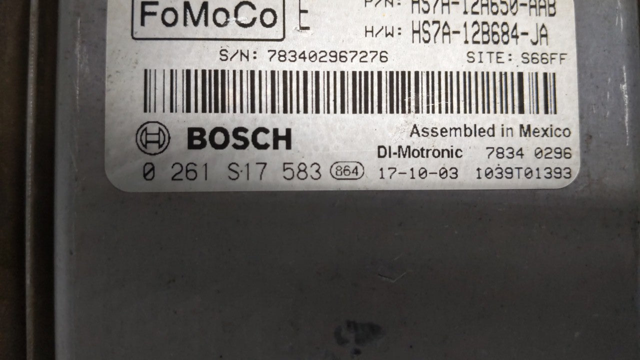 2017-2020 Ford Fusion PCM Engine Control Computer ECU ECM PCU OEM P/N:HS7A-12A650-AAB Fits Fits 2017 2018 2019 2020 OEM Used