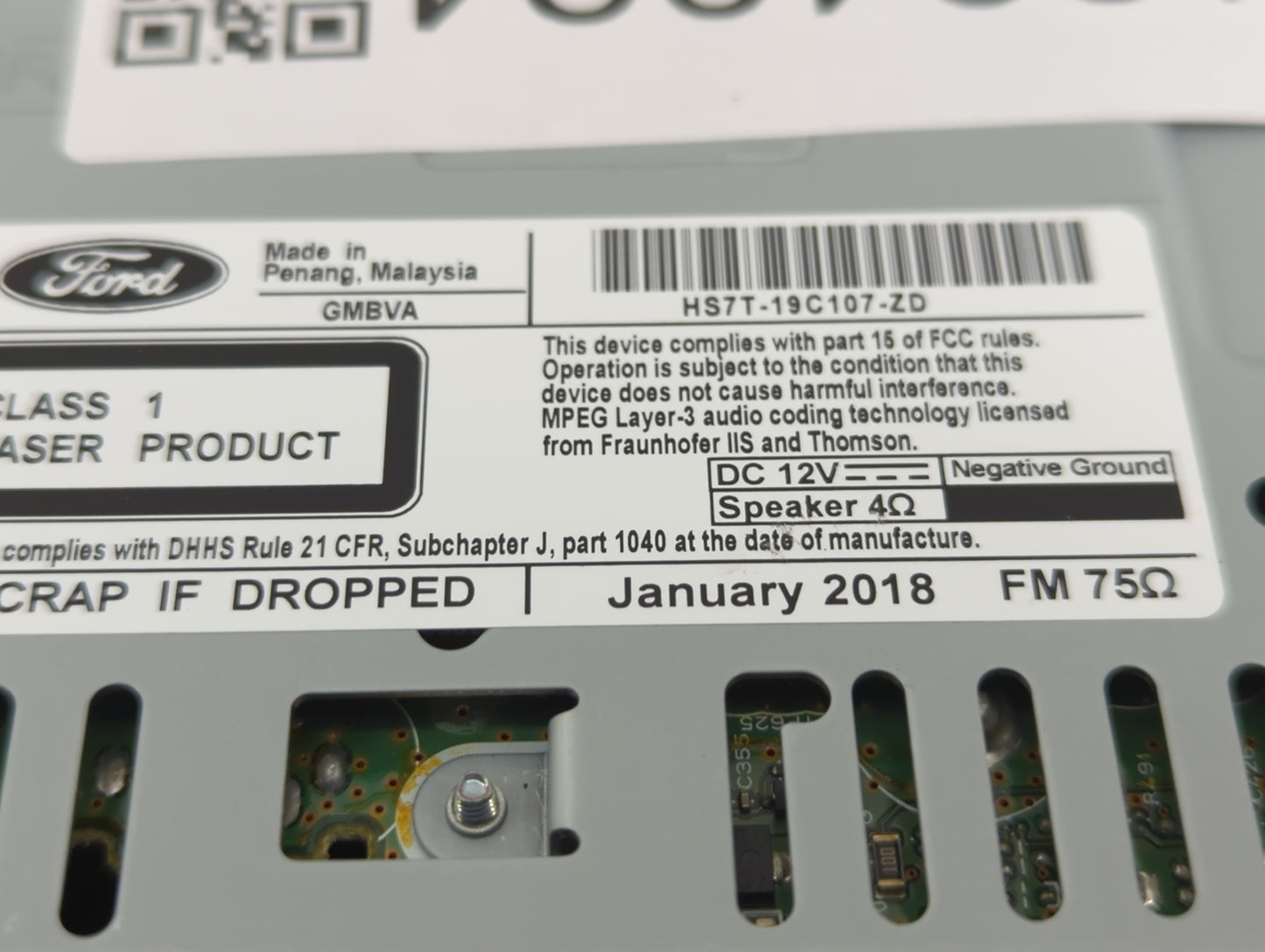 2017-2020 Ford Fusion Radio AM FM Cd Player Receiver Replacement P/N:HS7T-19C107-ZD Fits Fits 2017 2018 2019 2020 OEM Used A