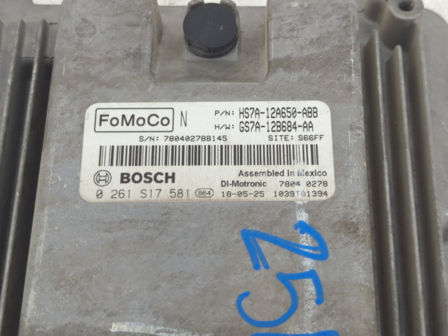 2017-2019 Ford Fusion PCM Engine Control Computer ECU ECM PCU OEM P/N:0 261 S17 581 HS7A-12A650-ABB Fits Fits 2017 2018 2019