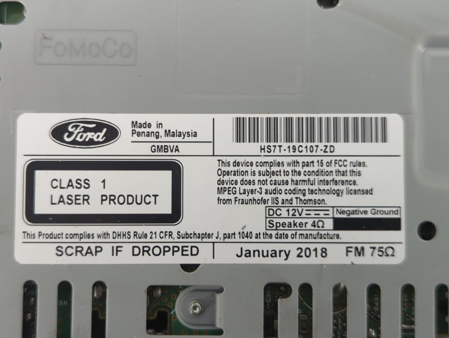 2017-2020 Ford Fusion Radio AM FM Cd Player Receiver Replacement P/N:HS7T-19C107-ZD Fits Fits 2017 2018 2019 2020 OEM Used A