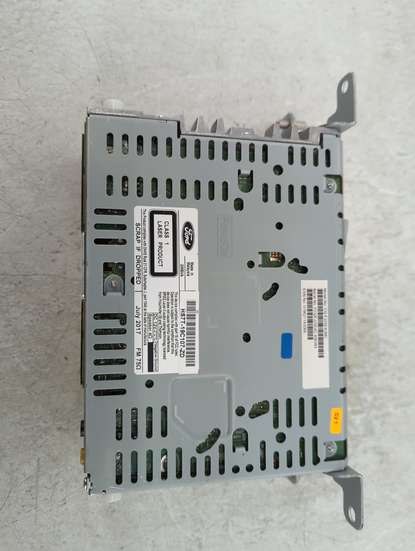 2017-2020 Ford Fusion Radio AM FM Cd Player Receiver Replacement P/N:HS7T-19C107-ZD Fits Fits 2017 2018 2019 2020 OEM Used A