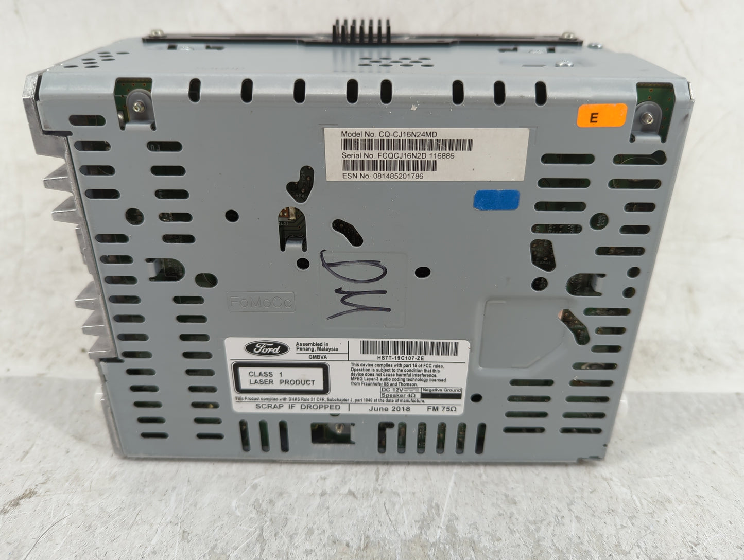 2018 Ford Fusion Radio AM FM Cd Player Receiver Replacement P/N:HS7T-19C107-ZE Fits OEM Used Auto Parts - Oemusedautoparts1.