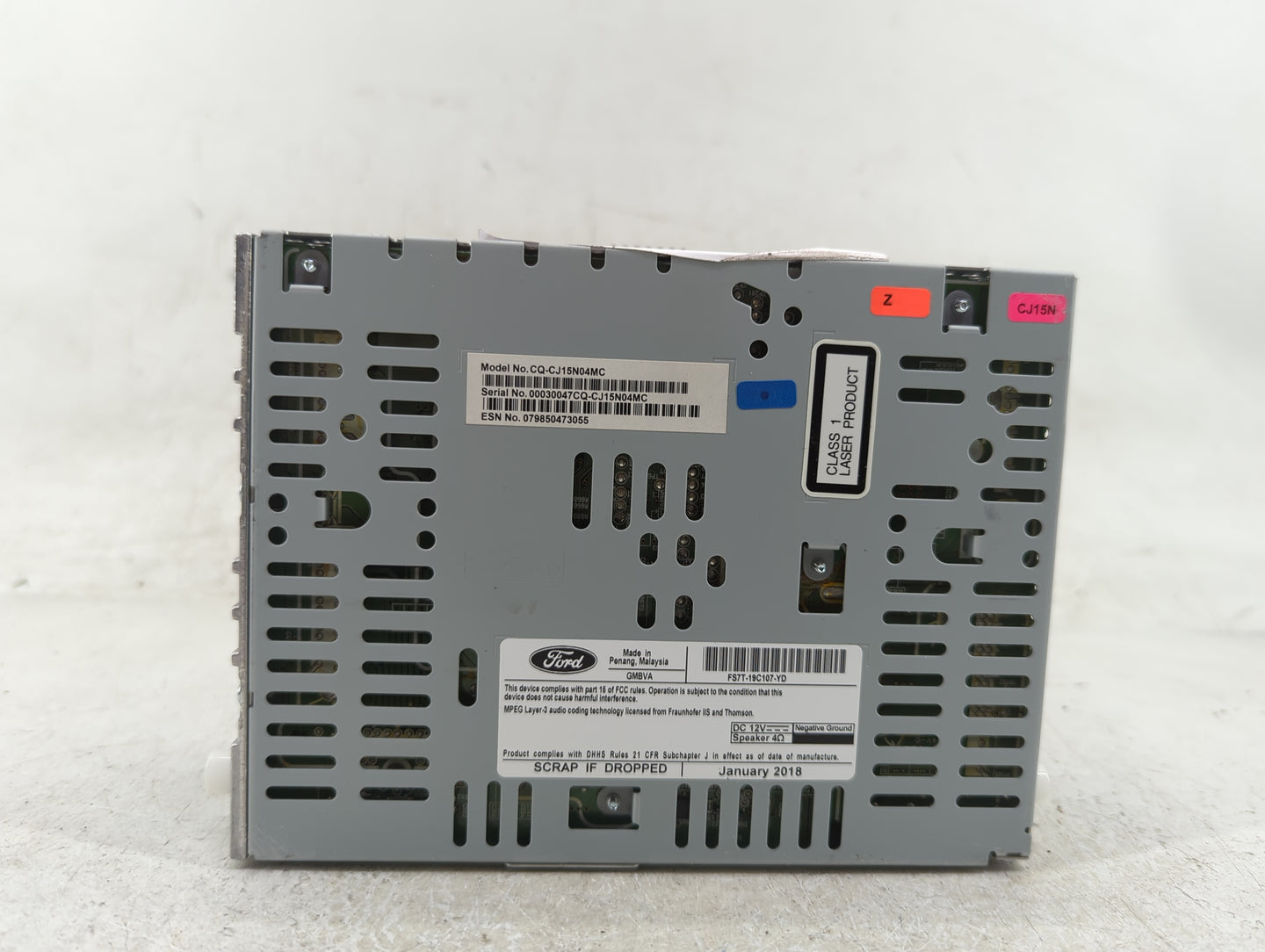 2017-2020 Ford Fusion Radio AM FM Cd Player Receiver Replacement P/N:FS7T-19C107-YD Fits Fits 2017 2018 2019 2020 OEM Used A