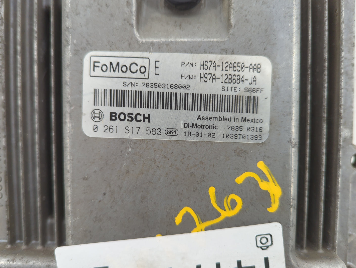 2017-2020 Ford Fusion PCM Engine Control Computer ECU ECM PCU OEM P/N:HS7A-12A650-AAB 0 261 S17 583 Fits Fits 2017 2018 2019
