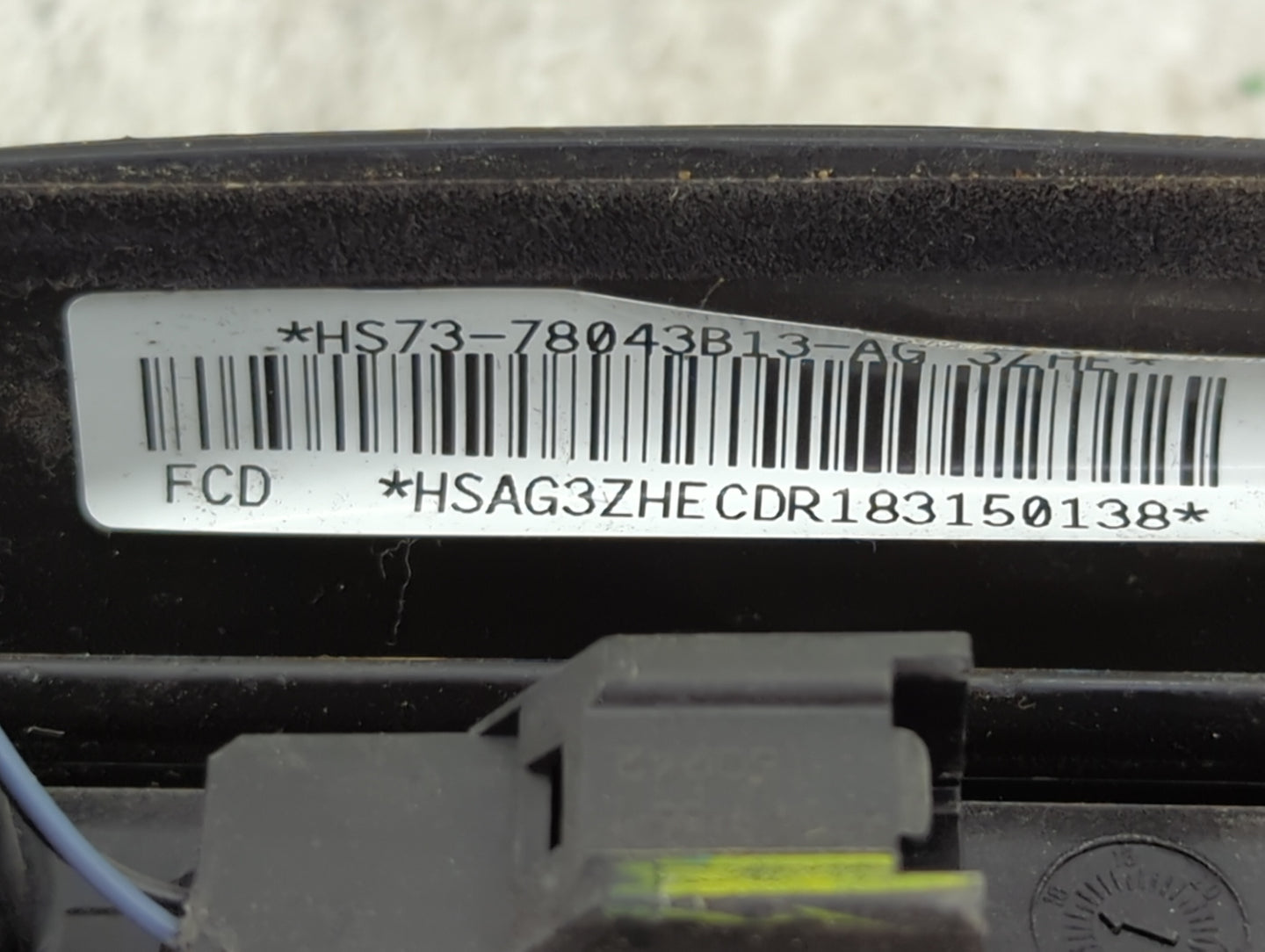 2018 Ford Fusion Air Bag Driver Left Steering Wheel Mounted P/N:HS73-78043B13-AG HSAG3ZHECDR183150138 Fits OEM Used Auto Par