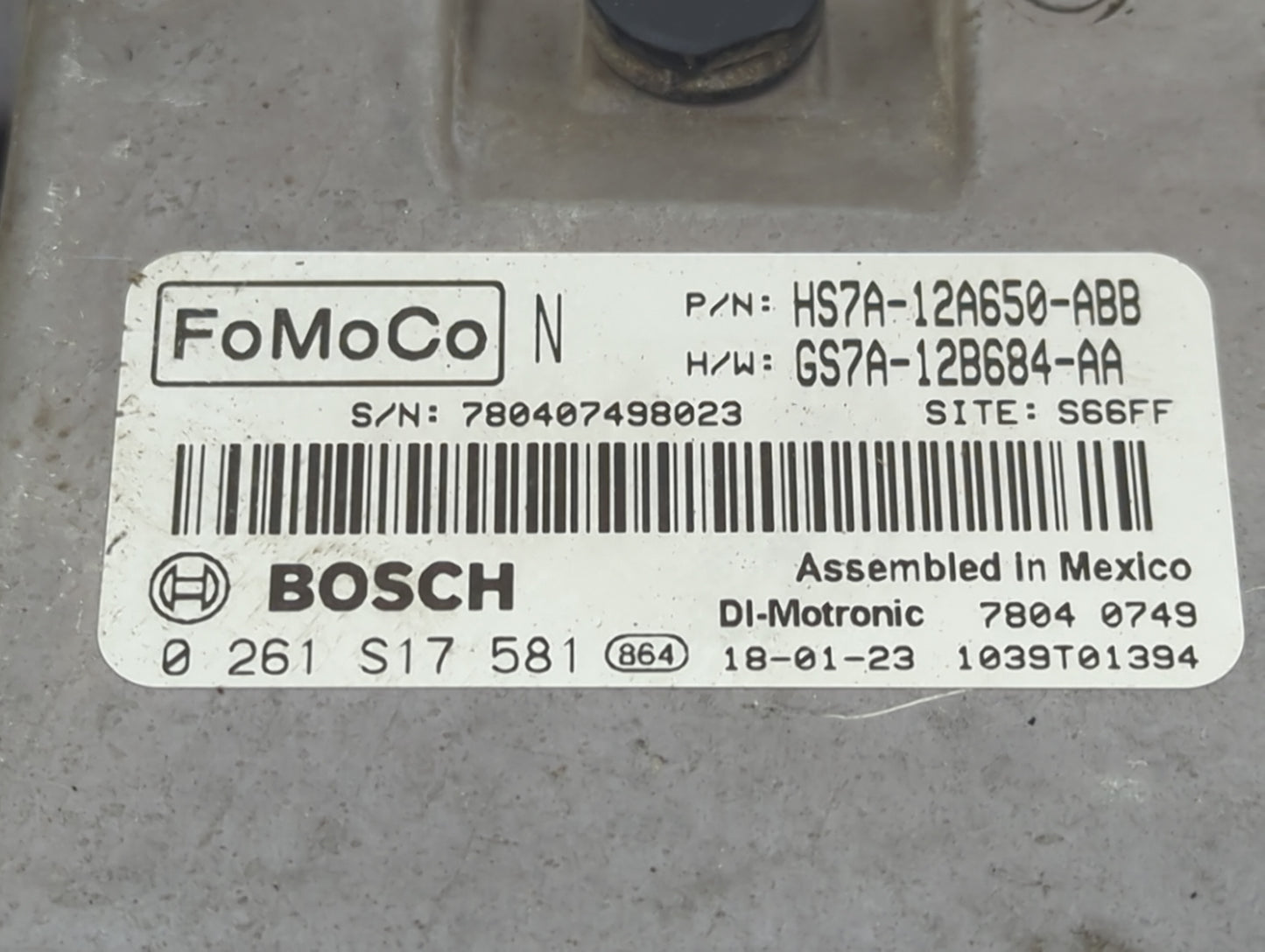 2017-2019 Ford Fusion PCM Engine Control Computer ECU ECM PCU OEM P/N:HS7A-12A650-ABB GS7A-12B684-AA Fits Fits 2017 2018 201