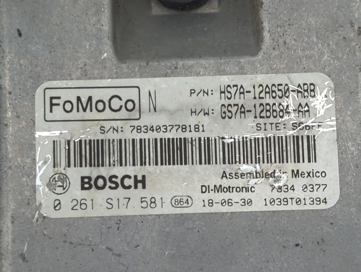 2017-2019 Ford Fusion PCM Engine Control Computer ECU ECM PCU OEM P/N:HS7A-12A650-ABB GS7A-12B684-AA Fits Fits 2017 2018 201