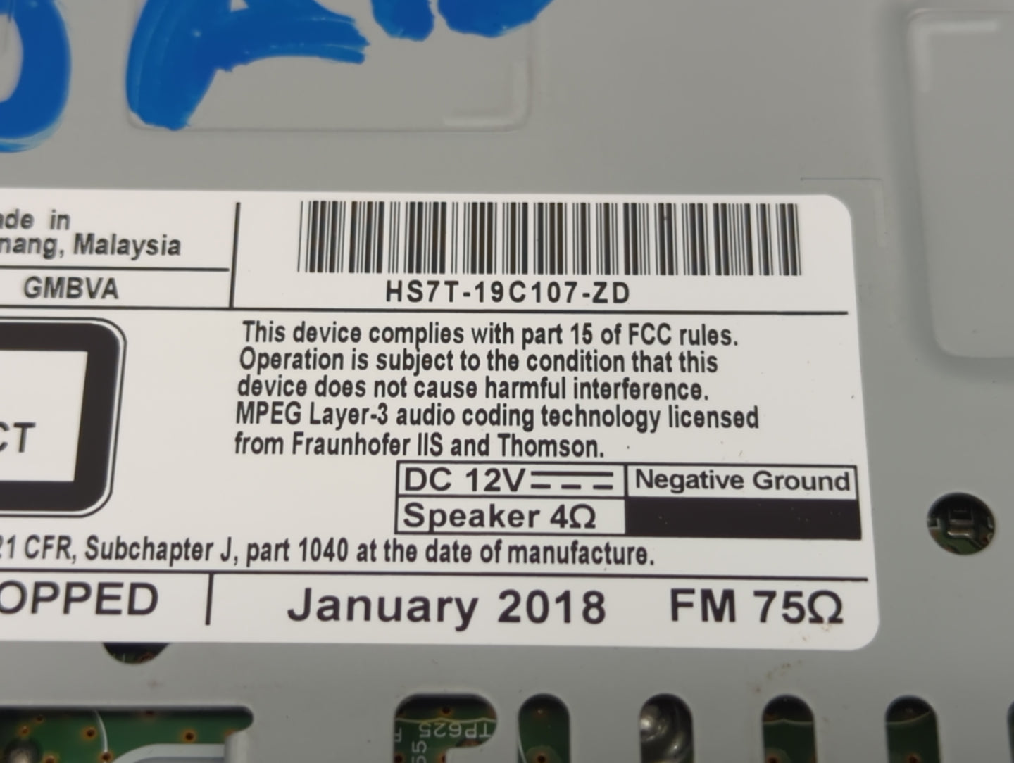 2017-2020 Ford Fusion Radio AM FM Cd Player Receiver Replacement P/N:HS7T-19C107-ZD Fits Fits 2017 2018 2019 2020 OEM Used A