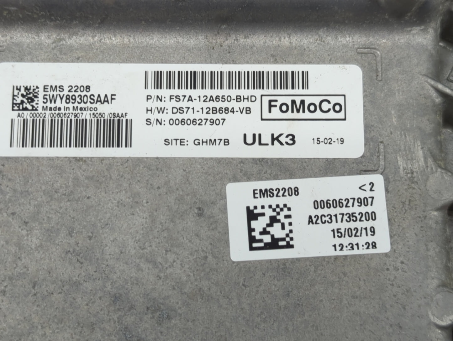 2017-2020 Ford Fusion PCM Engine Control Computer ECU ECM PCU OEM P/N:FS7A-12A650-BHD DS71-12B684-VB Fits OEM Used Auto Part