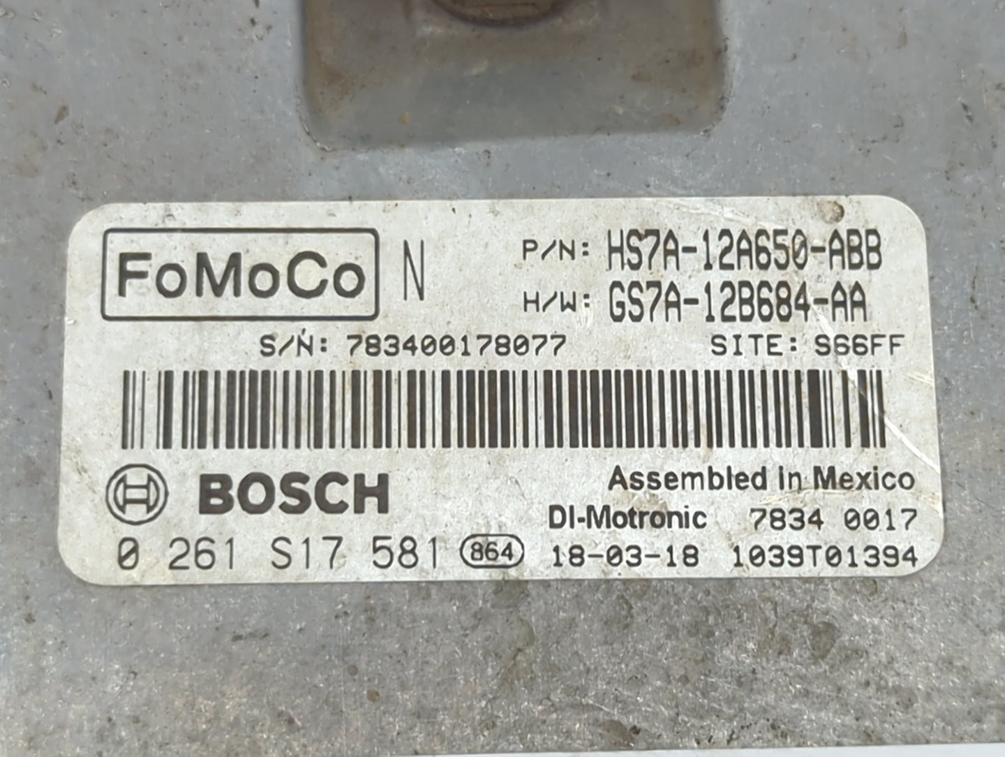 2017-2019 Ford Fusion PCM Engine Control Computer ECU ECM PCU OEM P/N:GS7A-12B684-AA HS7A-12A650-ABB Fits Fits 2017 2018 201