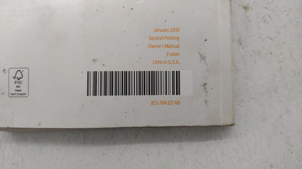 2018 Ford Fusion Owners Manual Book Guide OEM Used Auto Parts - Oemusedautoparts1.com