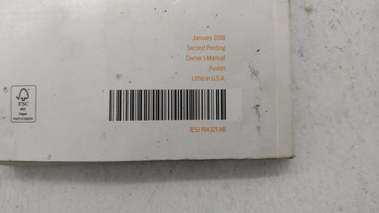 2018 Ford Fusion Owners Manual Book Guide OEM Used Auto Parts