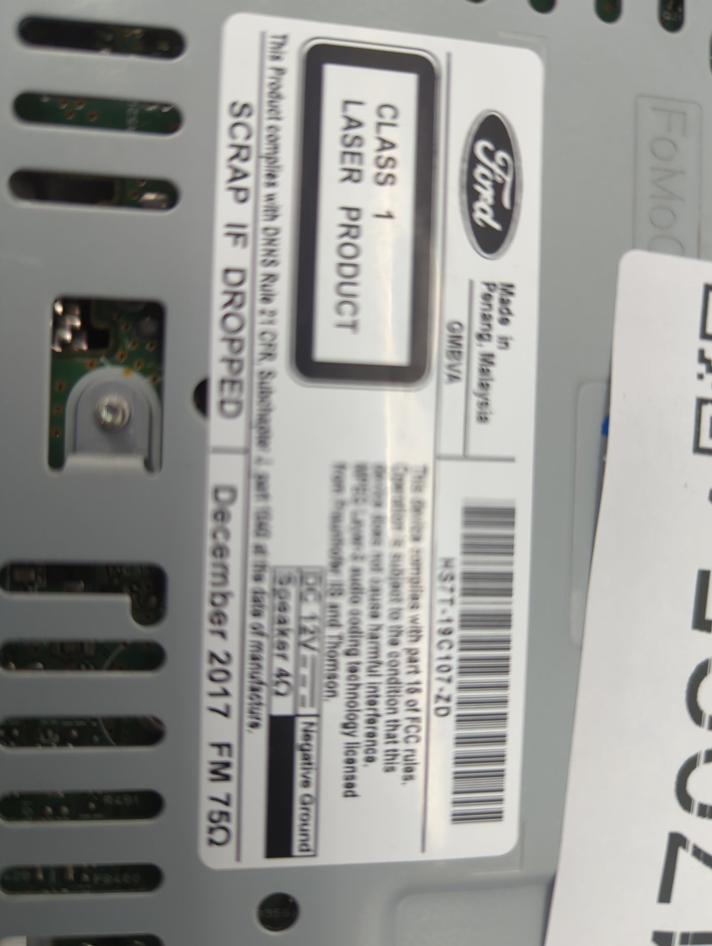 2017-2020 Ford Fusion Radio AM FM Cd Player Receiver Replacement P/N:HS7T-19C107-ZD CQ-JFN24MC Fits Fits 2017 2018 2019 2020