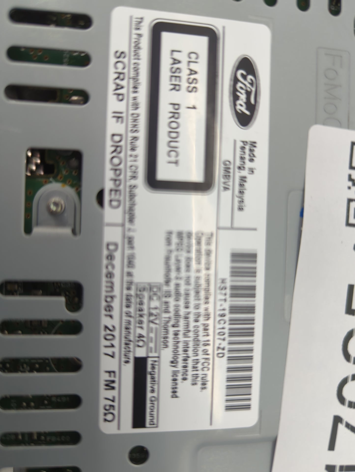 2017-2020 Ford Fusion Radio AM FM Cd Player Receiver Replacement P/N:HS7T-19C107-ZD CQ-JFN24MC Fits Fits 2017 2018 2019 2020