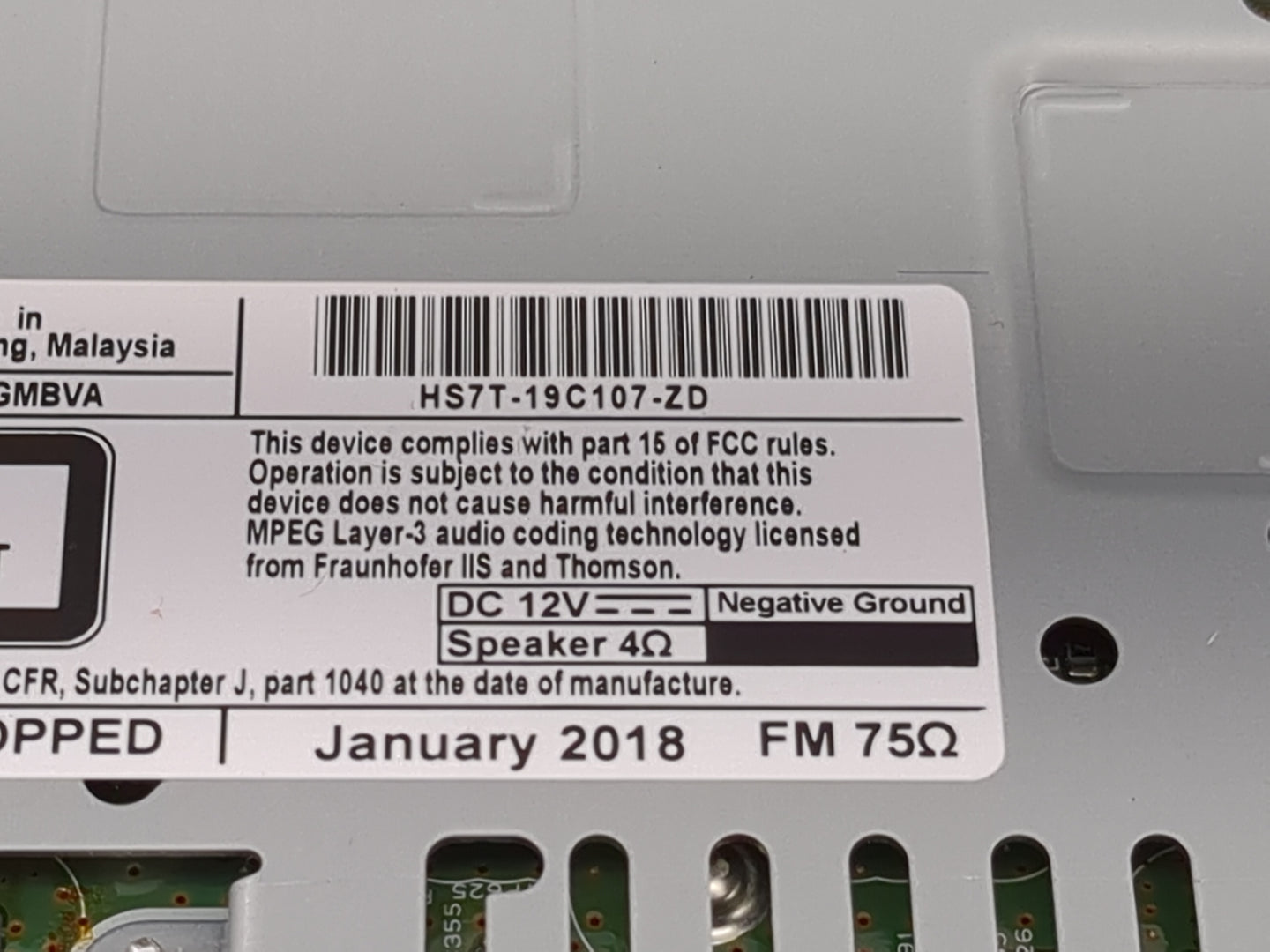 2017-2020 Ford Fusion Radio AM FM Cd Player Receiver Replacement P/N:HS7T-19C107-ZD Fits Fits 2017 2018 2019 2020 OEM Used A