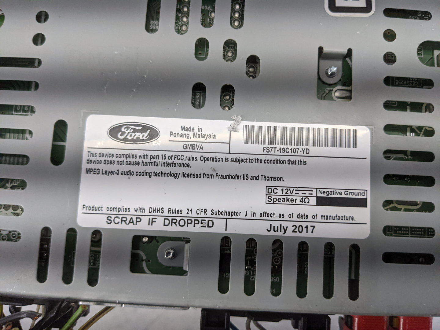 2017-2020 Ford Fusion Radio AM FM Cd Player Receiver Replacement P/N:FS7T-19C107-YD CQ-CJ15N04MC Fits Fits 2017 2018 2019 20