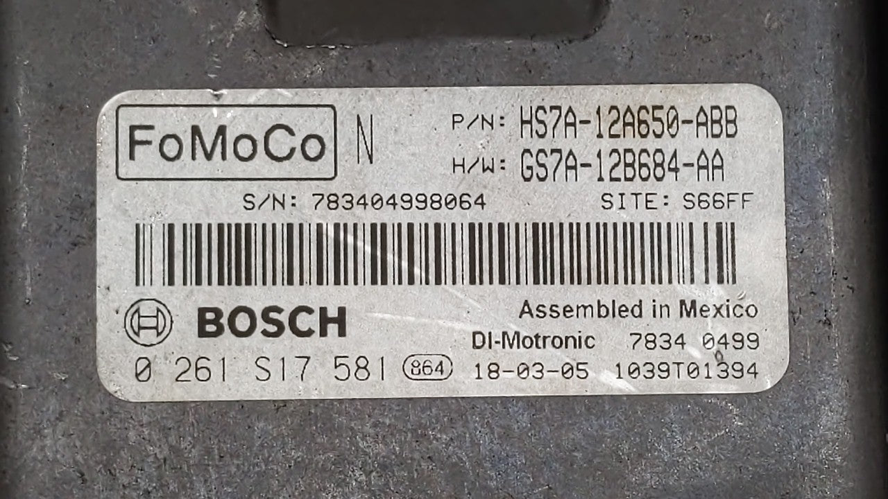2017-2019 Ford Fusion PCM Engine Control Computer ECU ECM PCU OEM P/N:KS7A-12A650-BCA HS7A-12A650-ABB Fits Fits 2017 2018 20