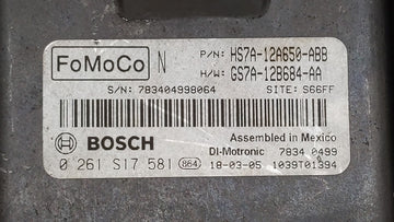 2017-2019 Ford Fusion PCM Engine Control Computer ECU ECM PCU OEM P/N:KS7A-12A650-BCA HS7A-12A650-ABB Fits Fits 2017 2018 2019 OEM Used Auto Parts