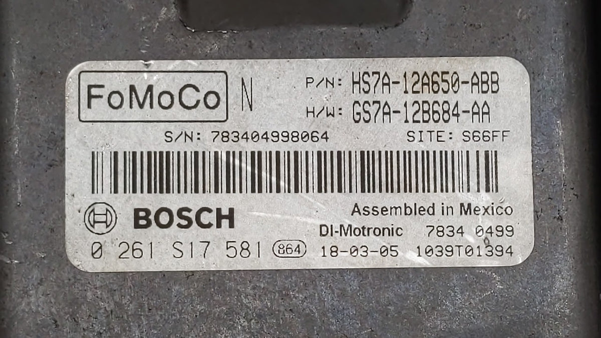 2017-2019 Ford Fusion PCM Engine Control Computer ECU ECM PCU OEM P/N:KS7A-12A650-BCA HS7A-12A650-ABB Fits 2017 2018 2019 OE