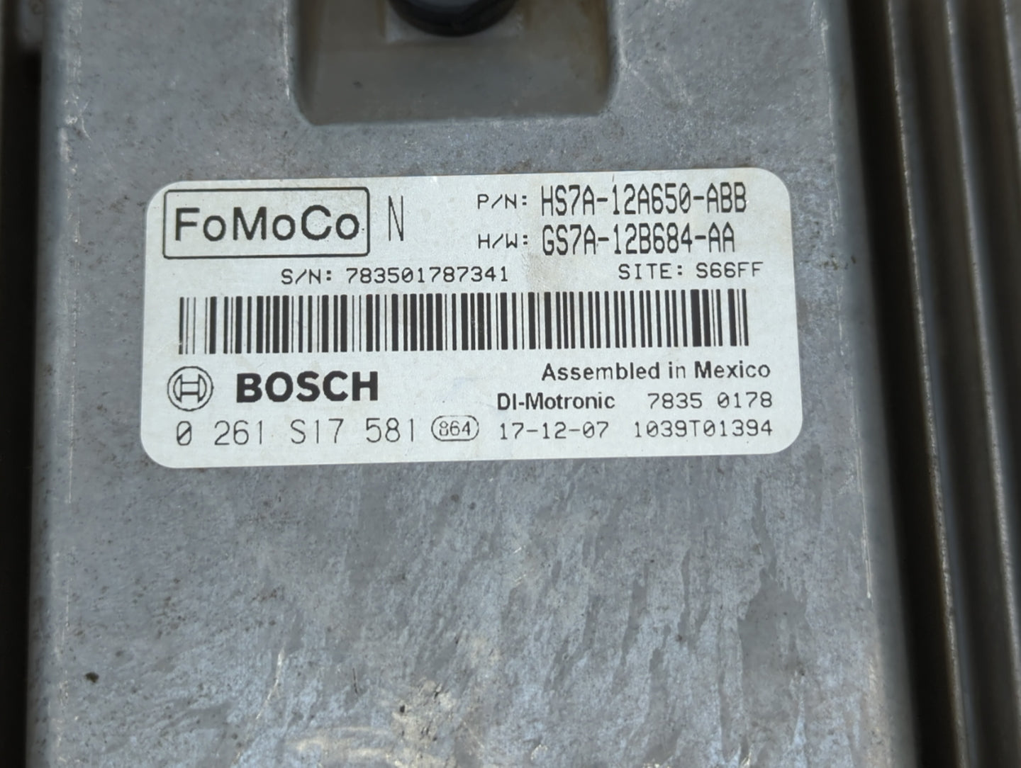 2017-2019 Ford Fusion PCM Engine Control Computer ECU ECM PCU OEM P/N:KS7A-12A650-BCA HS7A-12A650-ABB Fits Fits 2017 2018 20