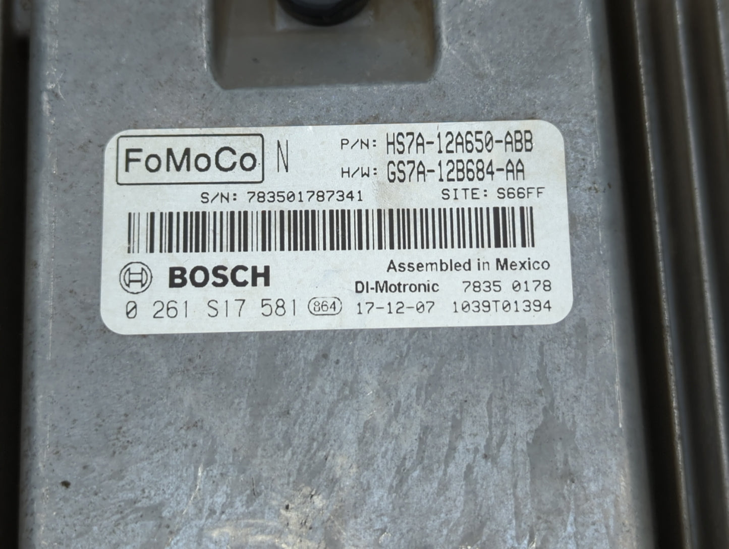 2017-2019 Ford Fusion PCM Engine Control Computer ECU ECM PCU OEM P/N:KS7A-12A650-BCA HS7A-12A650-ABB Fits Fits 2017 2018 20