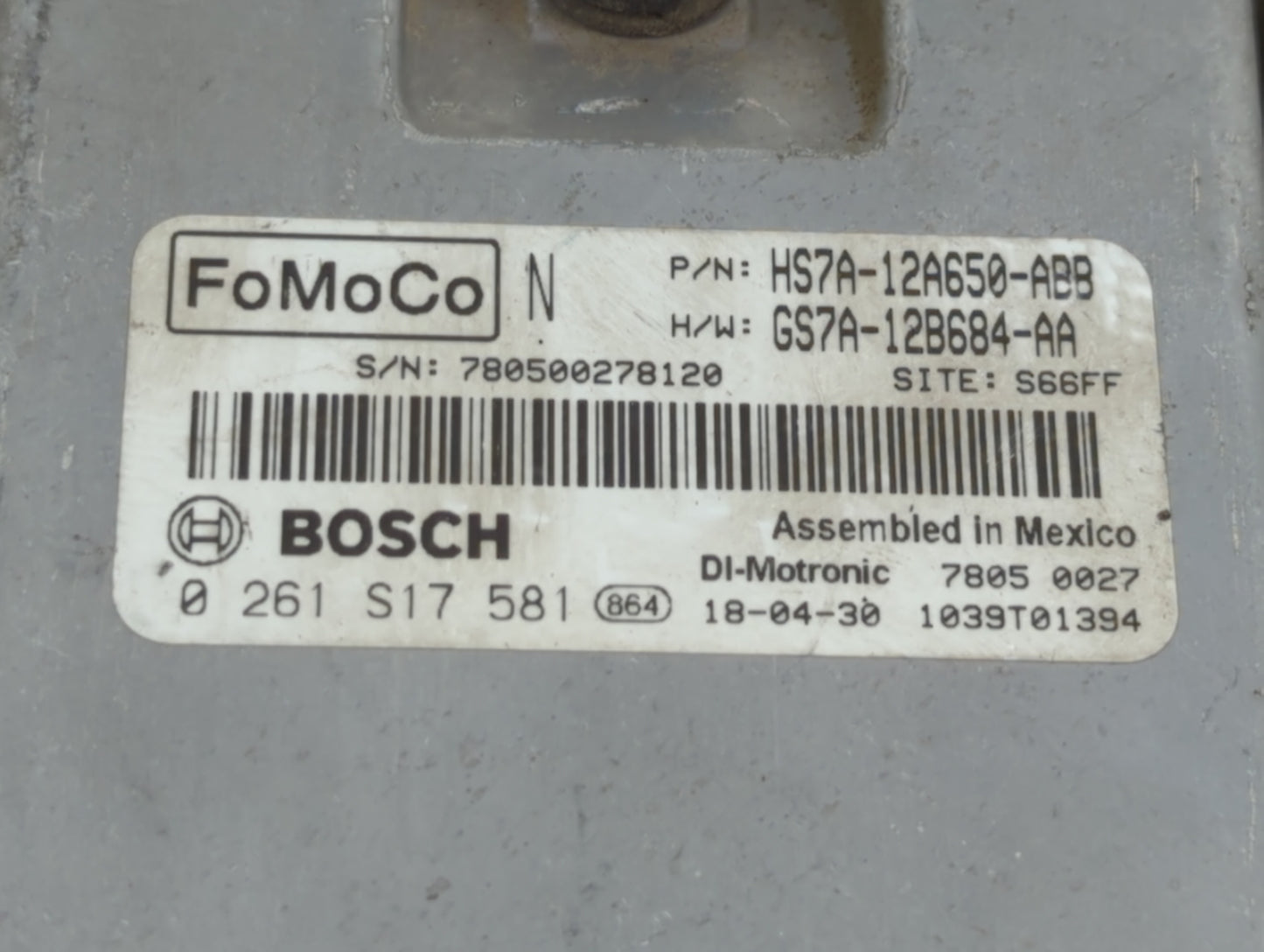 2017-2019 Ford Fusion PCM Engine Control Computer ECU ECM PCU OEM P/N:KS7A-12A650-BCA HS7A-12A650-ABB Fits Fits 2017 2018 20