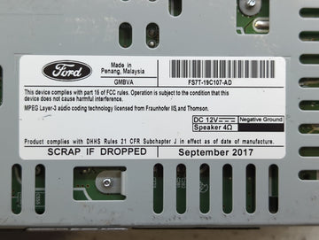 2017-2020 Ford Fusion Am Fm Cd Player Radio Receiver