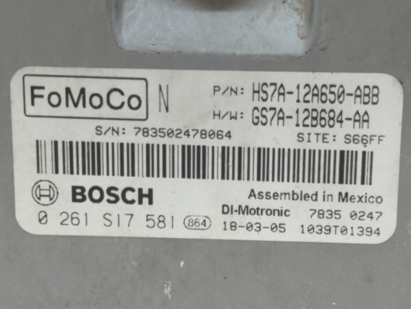 2017-2019 Ford Fusion PCM Engine Control Computer ECU ECM PCU OEM P/N:KS7A-12A650-BCA HS7A-12A650-ABB Fits Fits 2017 2018 20