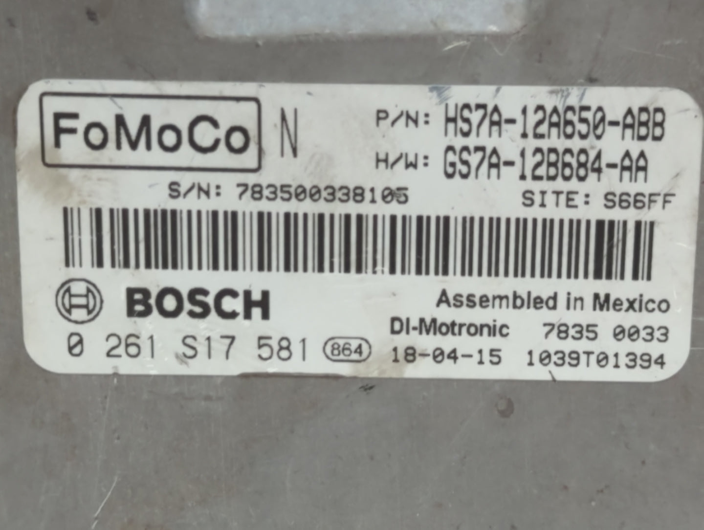 2017-2019 Ford Fusion PCM Engine Control Computer ECU ECM PCU OEM P/N:GS7A-12B684-AA HS7A-12A650-ABB Fits Fits 2017 2018 201